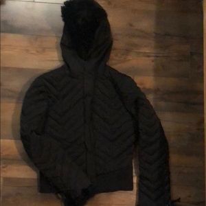 BEBE DOWN/ FUR BLACK JACKET size S